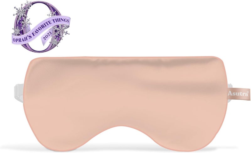 Asutra Silk Eye Pillow for Sleep, Light Pink - Filled w/Lavender Buds & Flax Seeds, Weighted Eye Mask, Meditation & Light Blocking Blindfold, Cooling Gel Mask Included - Image 2
